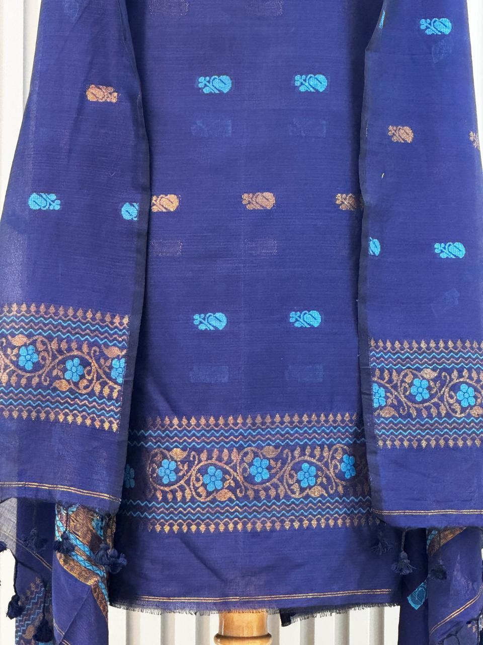 Unstitched Silk Cotton Jamdani Handloom Suit – 2 Pc Set