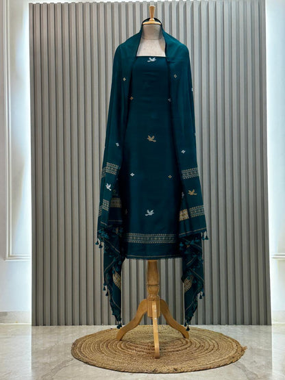 Unstitched Silk Cotton Jamdani Handloom Suit – 2 Pc Set