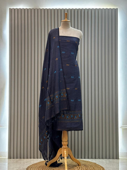 Unstitched Silk Cotton Jamdani Handloom Suit – 2 Pc Set