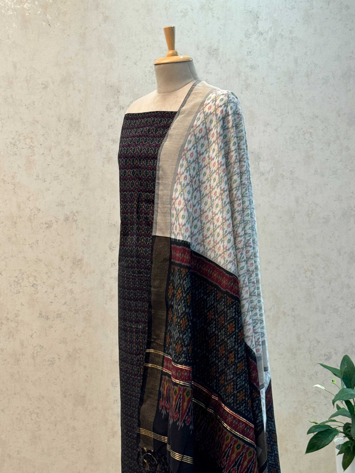 Unstitched SICO Ikkat Pochampally Dress Material – 2 Pc Set