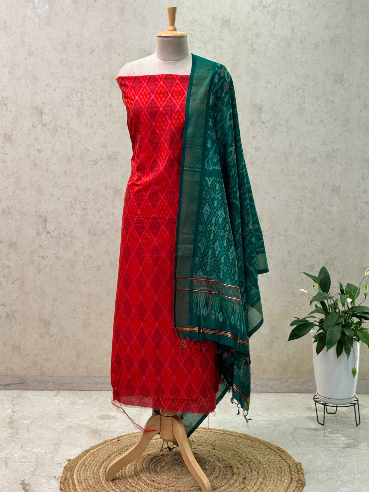 Unstitched SICO Ikkat Pochampally Dress Material – 2 Pc Set