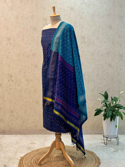 Unstitched SICO Ikkat Pochampally Dress Material – 2 Pc Set