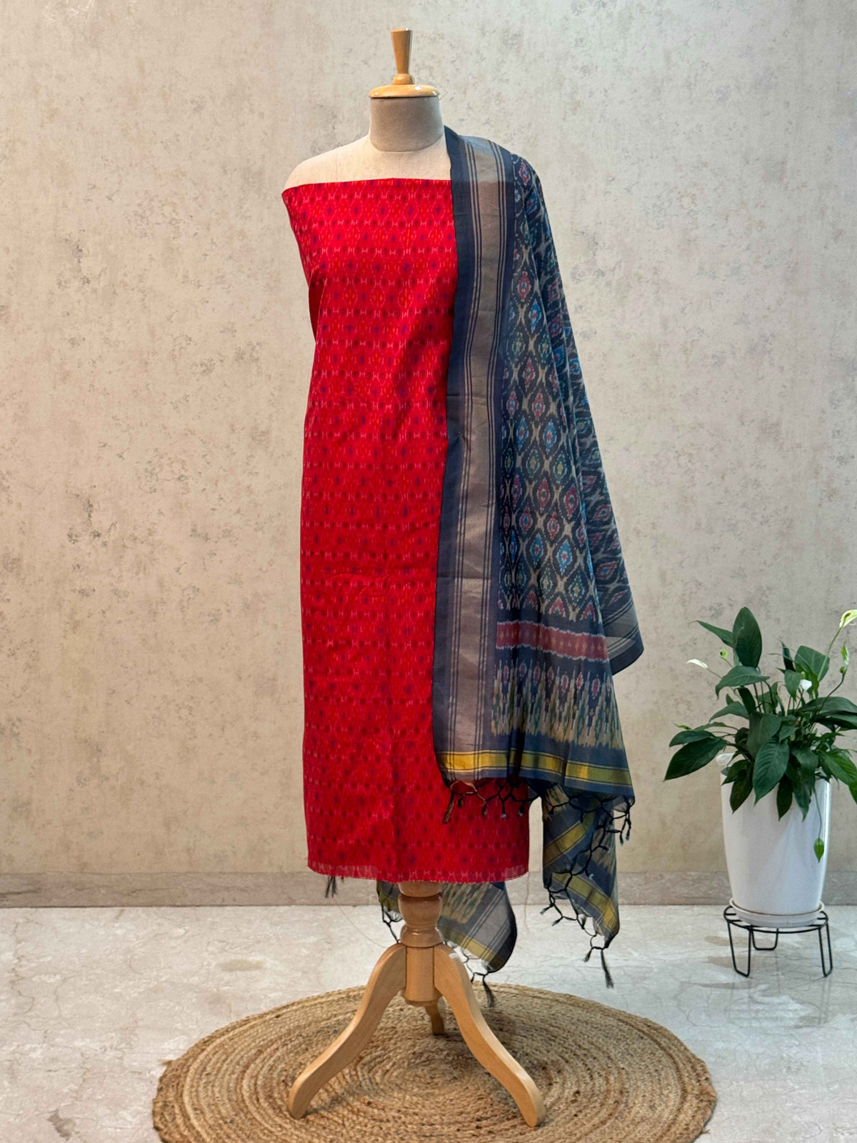 Unstitched SICO Ikkat Pochampally Dress Material – 2 Pc Set