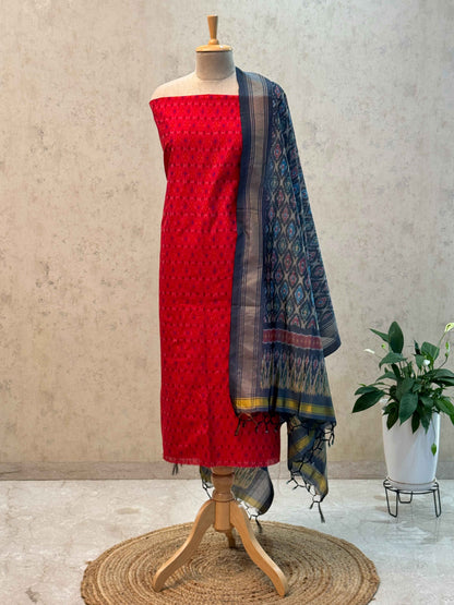 Unstitched SICO Ikkat Pochampally Dress Material – 2 Pc Set