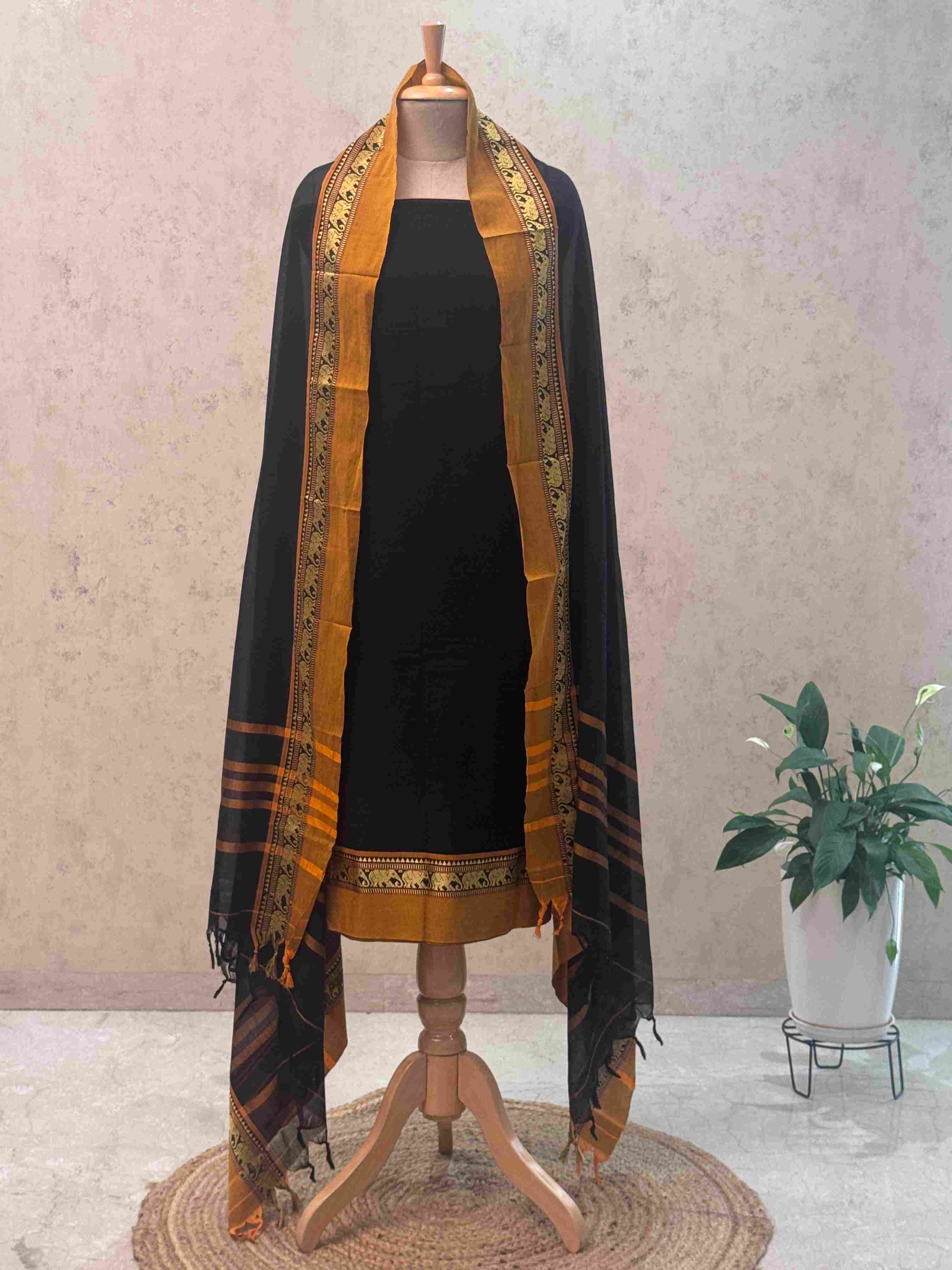Authentic Mangalgiri Cotton Dress Material(shirt, bottom, Dupatta)