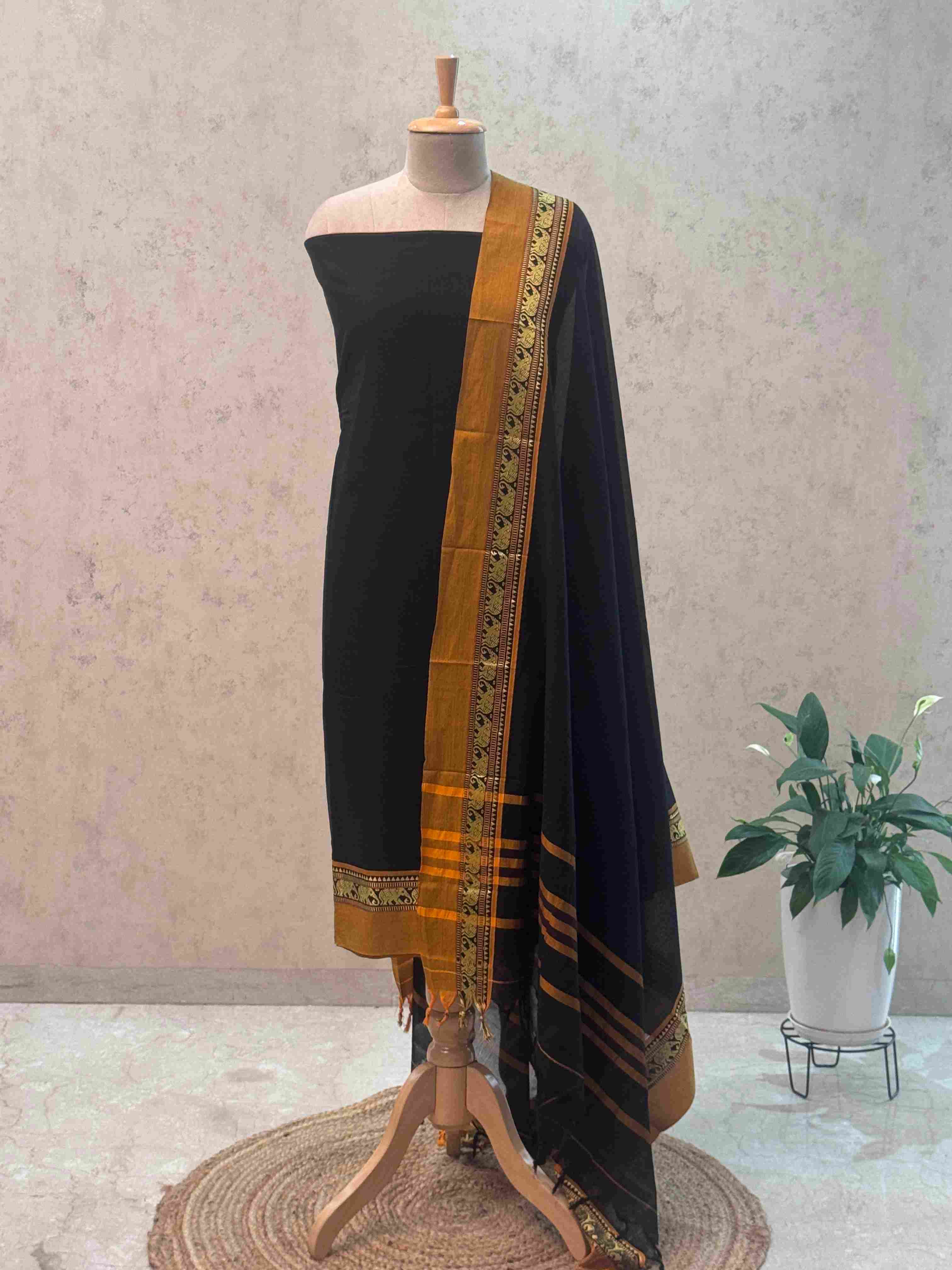 Authentic Mangalgiri Cotton Dress Material(shirt, bottom, Dupatta)