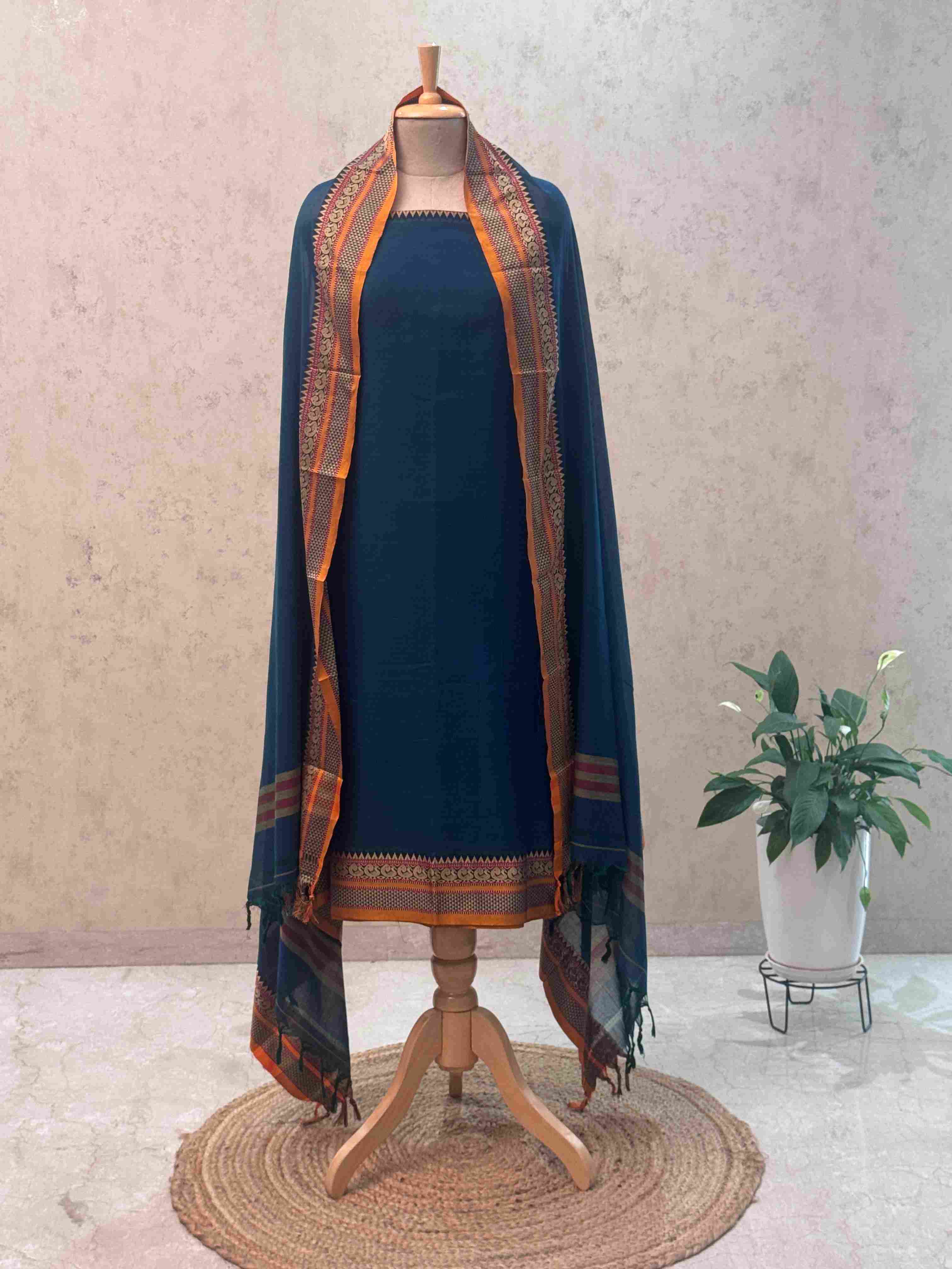 Authentic Mangalgiri Cotton Dress Material(shirt, bottom, Dupatta)