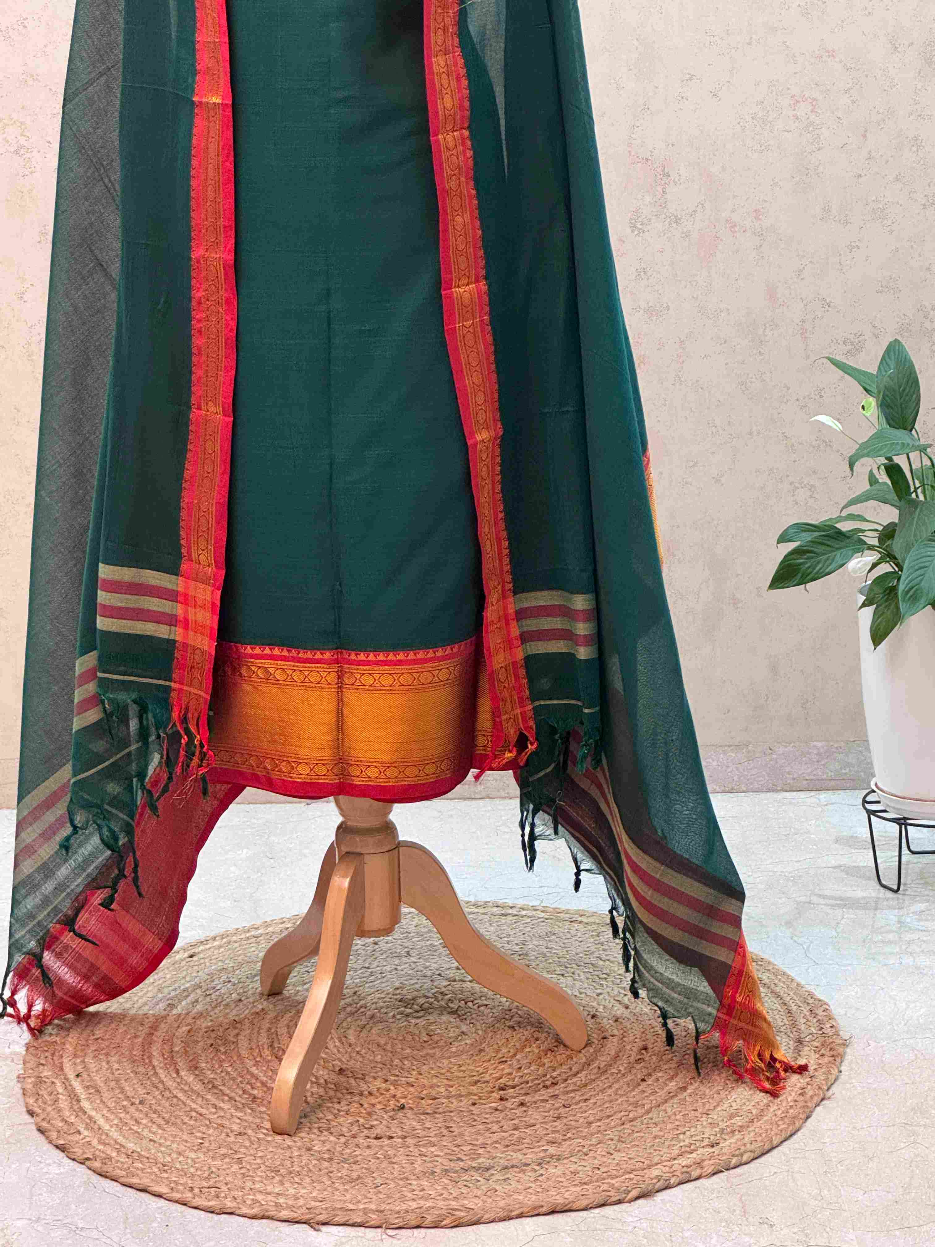 Authentic Mangalgiri Cotton Dress Material(shirt, bottom, Dupatta)