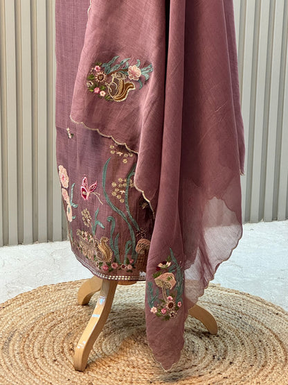 Unstitched Pure Mul Chanderi Suit with Heavy Embroidery