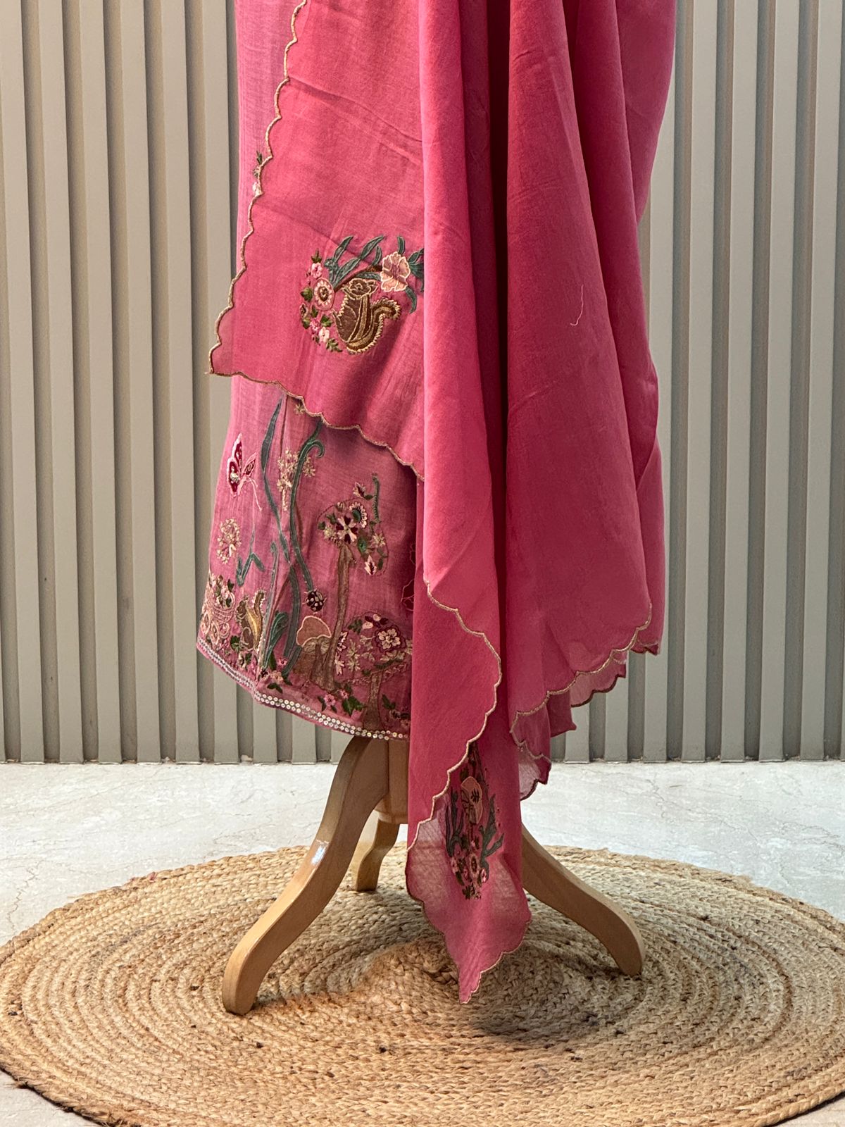 Pure mul chanderi suit with heavy embroidery suit