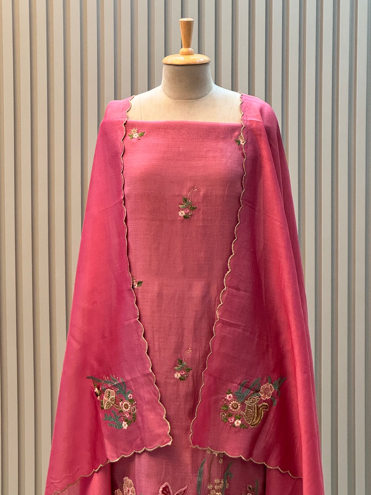 Pure mul chanderi suit with heavy embroidery suit
