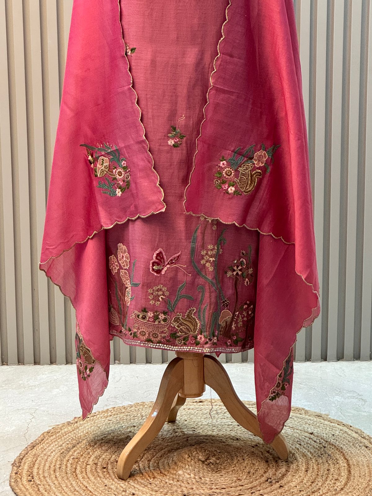 Pure mul chanderi suit with heavy embroidery suit