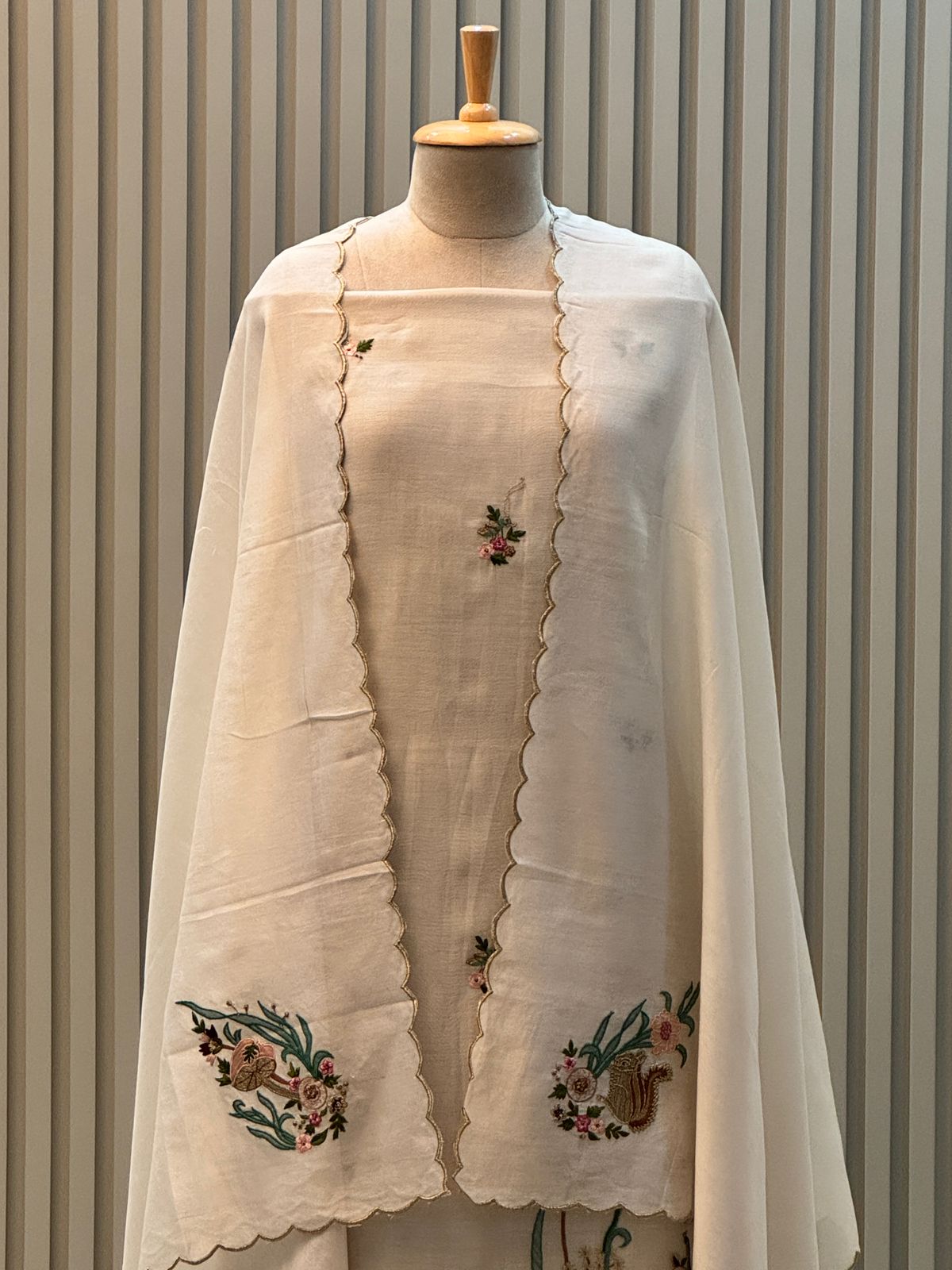 Pure mul chanderi suit with heavy embroidery suit