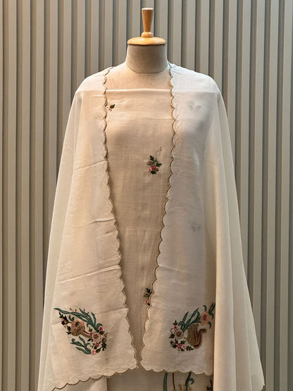 Unstitched Pure Mul Chanderi Suit with Heavy Embroidery