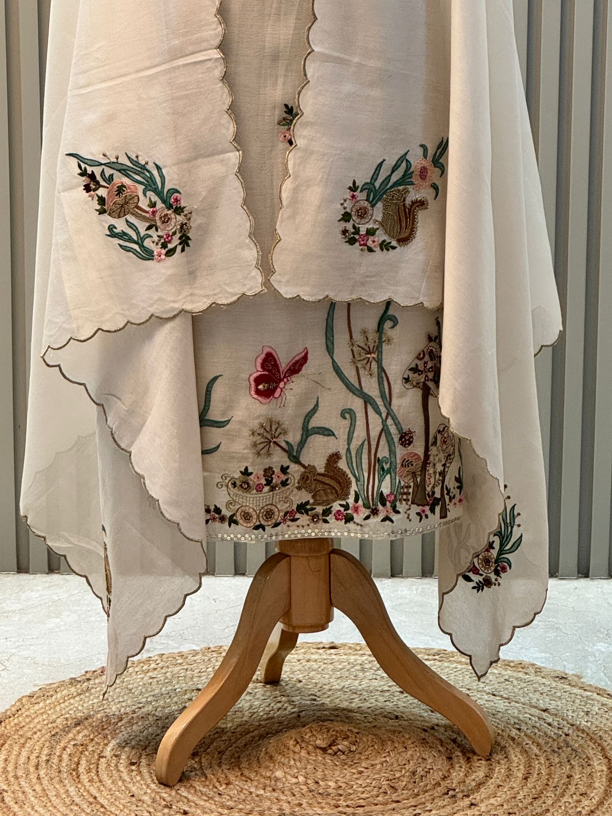 Pure mul chanderi suit with heavy embroidery suit