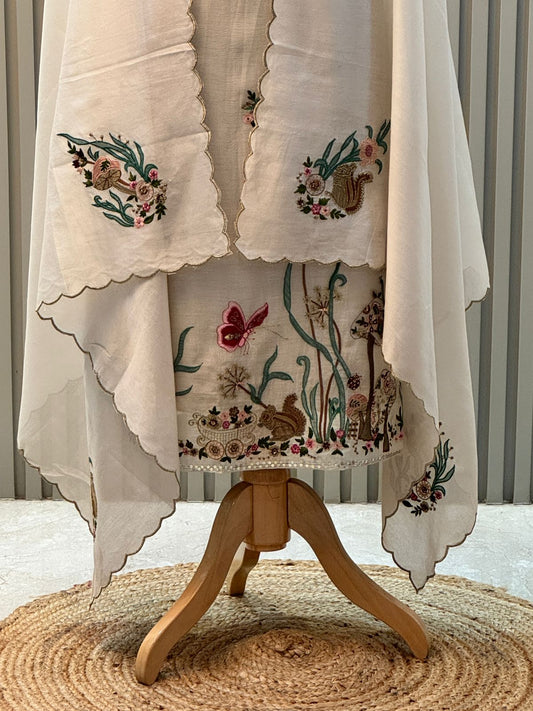Unstitched Pure Mul Chanderi Suit with Heavy Embroidery