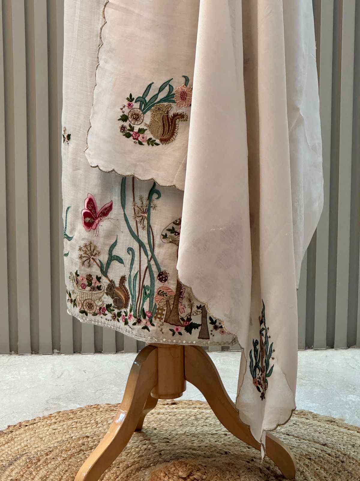 Pure mul chanderi suit with heavy embroidery suit