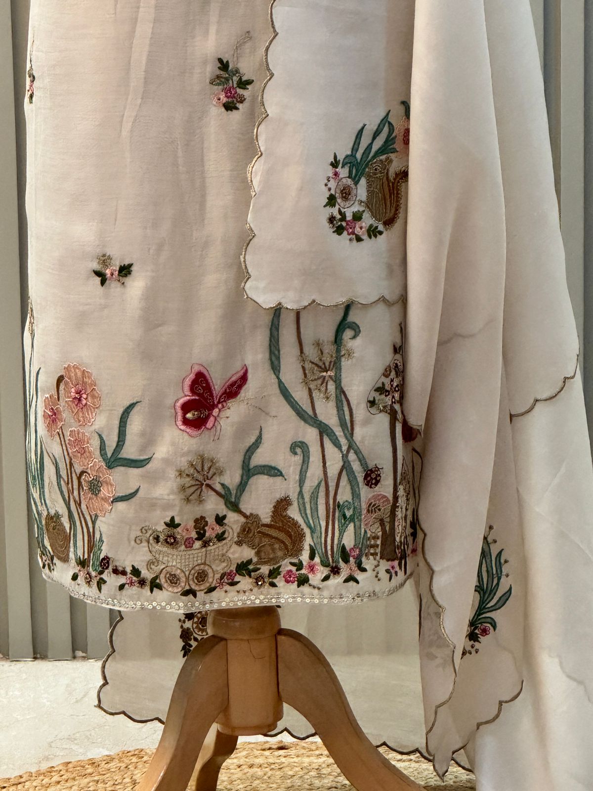 Pure mul chanderi suit with heavy embroidery suit