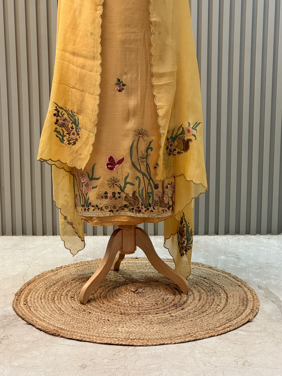 Pure mul chanderi suit with heavy embroidery suit