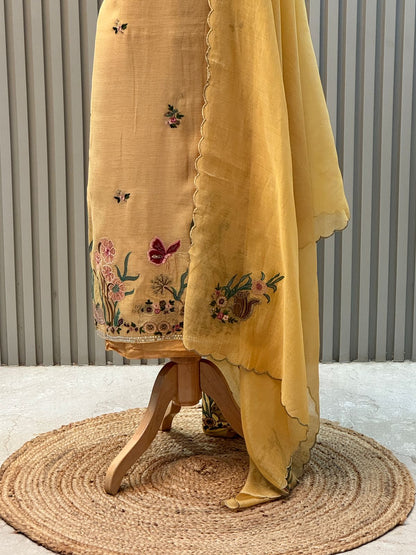 Unstitched Pure Mul Chanderi Suit with Heavy Embroidery