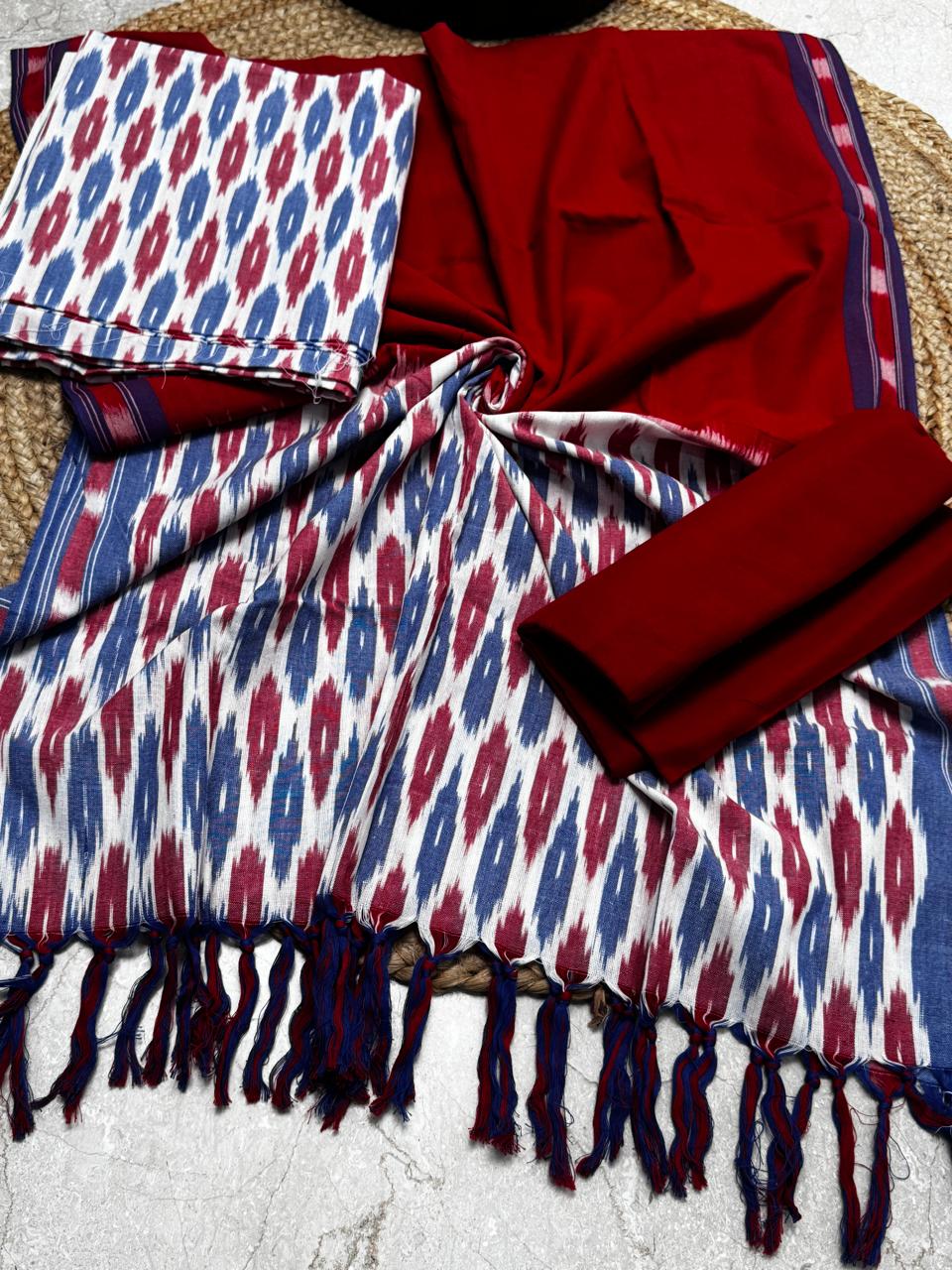 Pure Cotton Handloom Ikkat Suit Set – 3PC