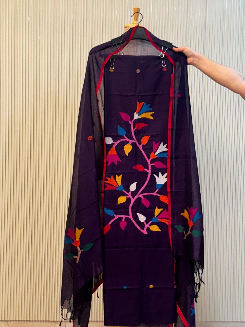 Malai cotton Handloom Jamdani Suit with Dupatta – 2 Piece