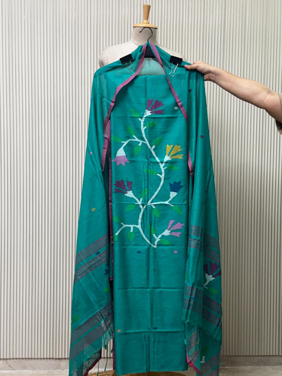 Malai cotton Handloom Jamdani Suit with Dupatta – 2 Piece