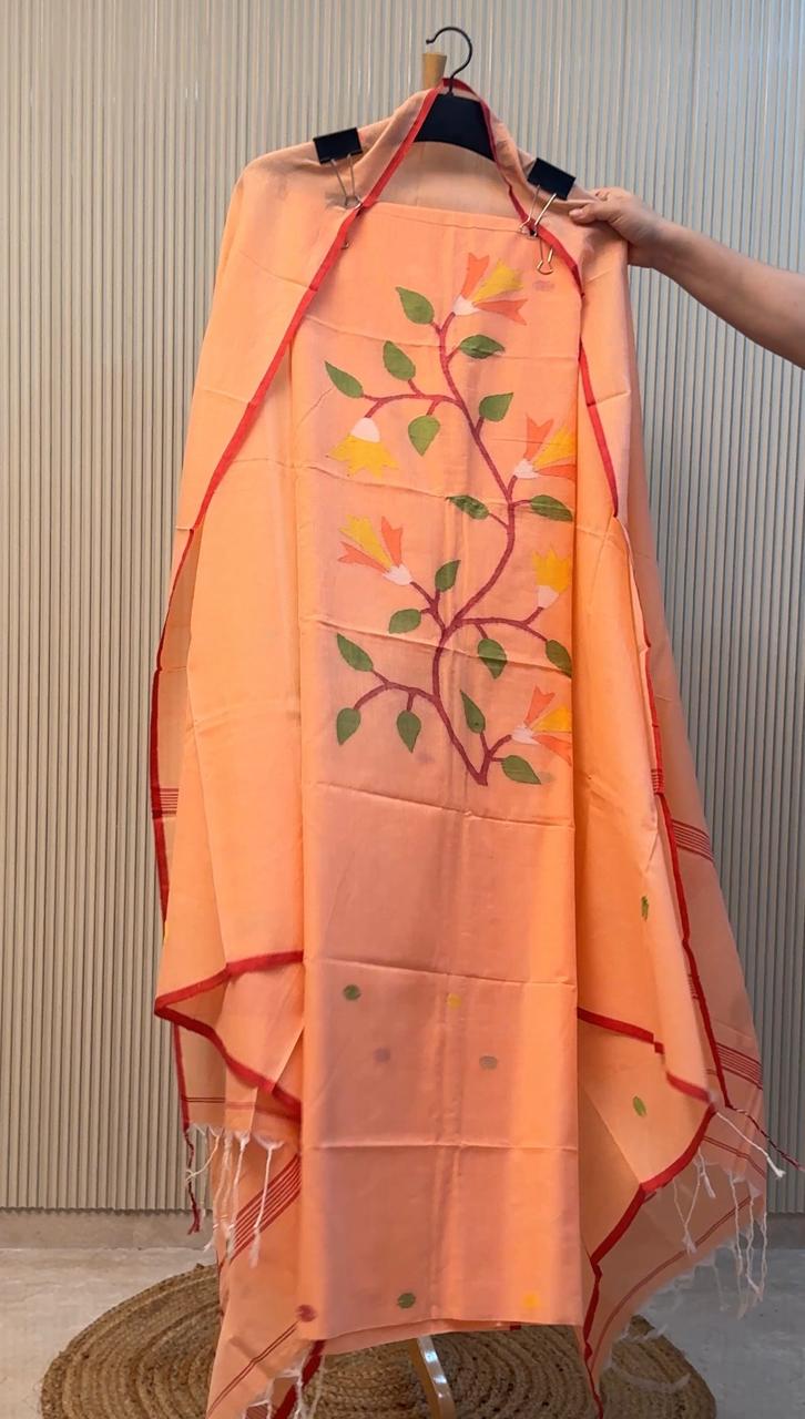 Malai cotton Handloom Jamdani Suit with Dupatta – 2 Piece