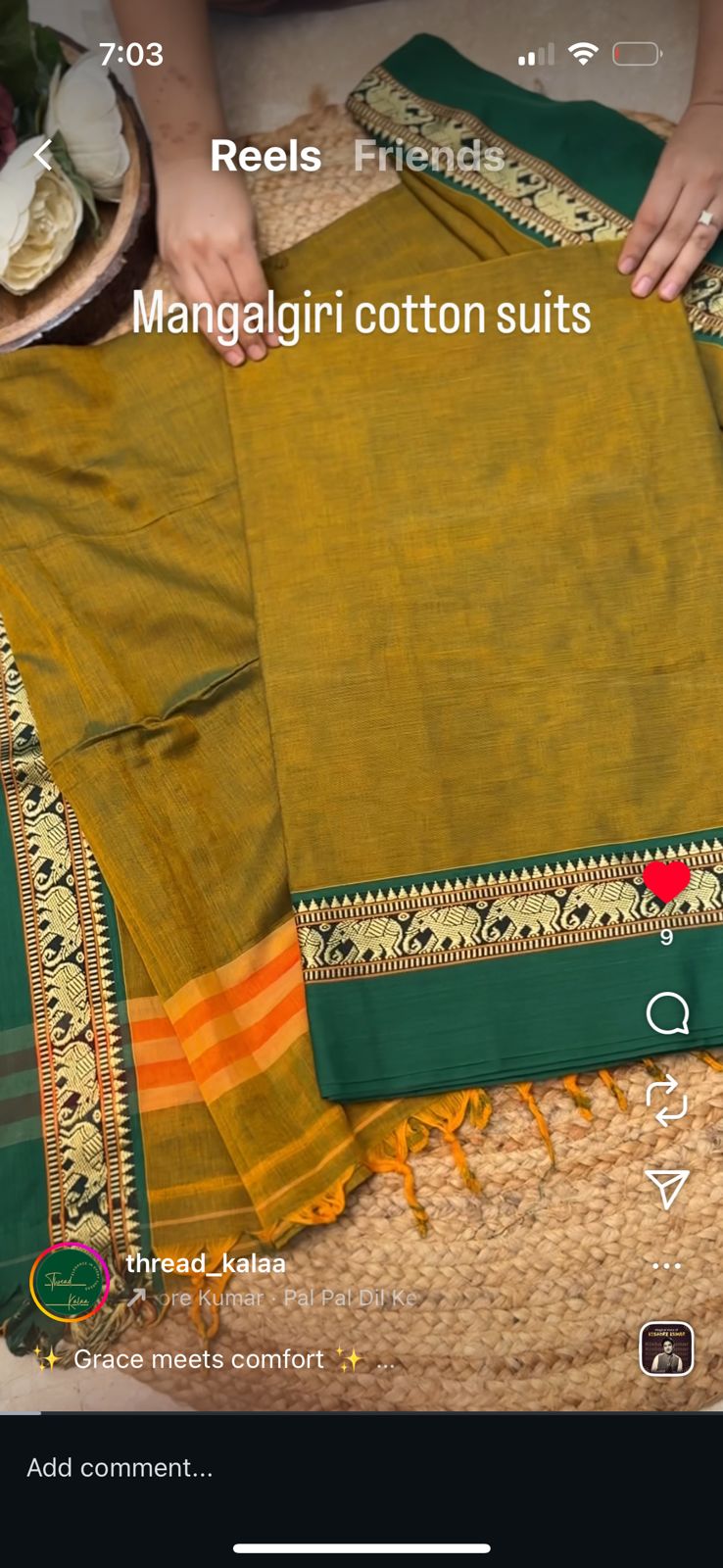 Authentic Mangalgiri Cotton Dress Material(shirt, bottom, Dupatta)