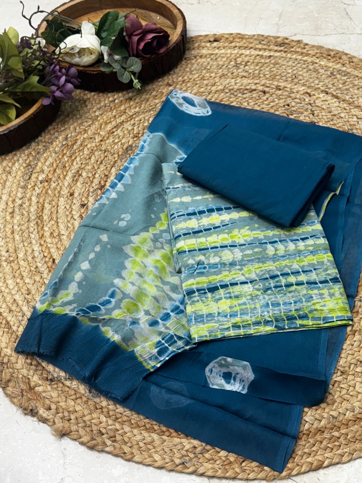 PURE cotton suit with chiffon dupatta suit