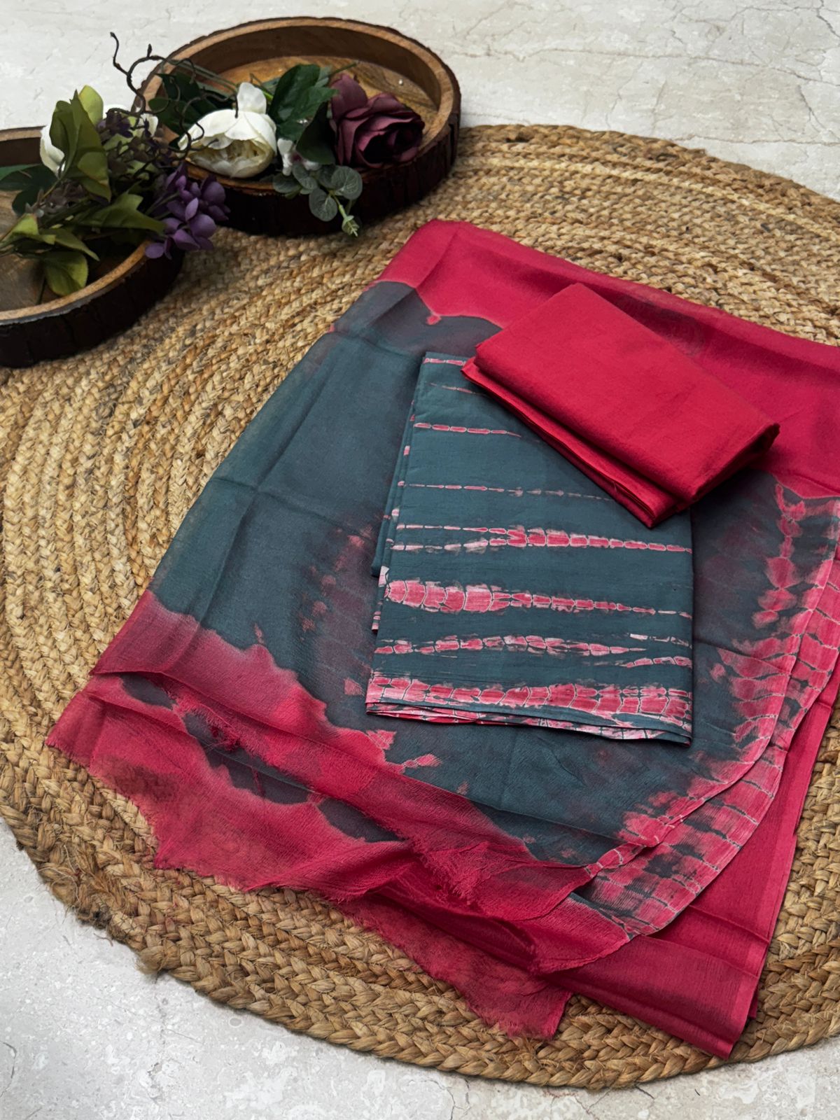 PURE cotton suit with chiffon dupatta suit