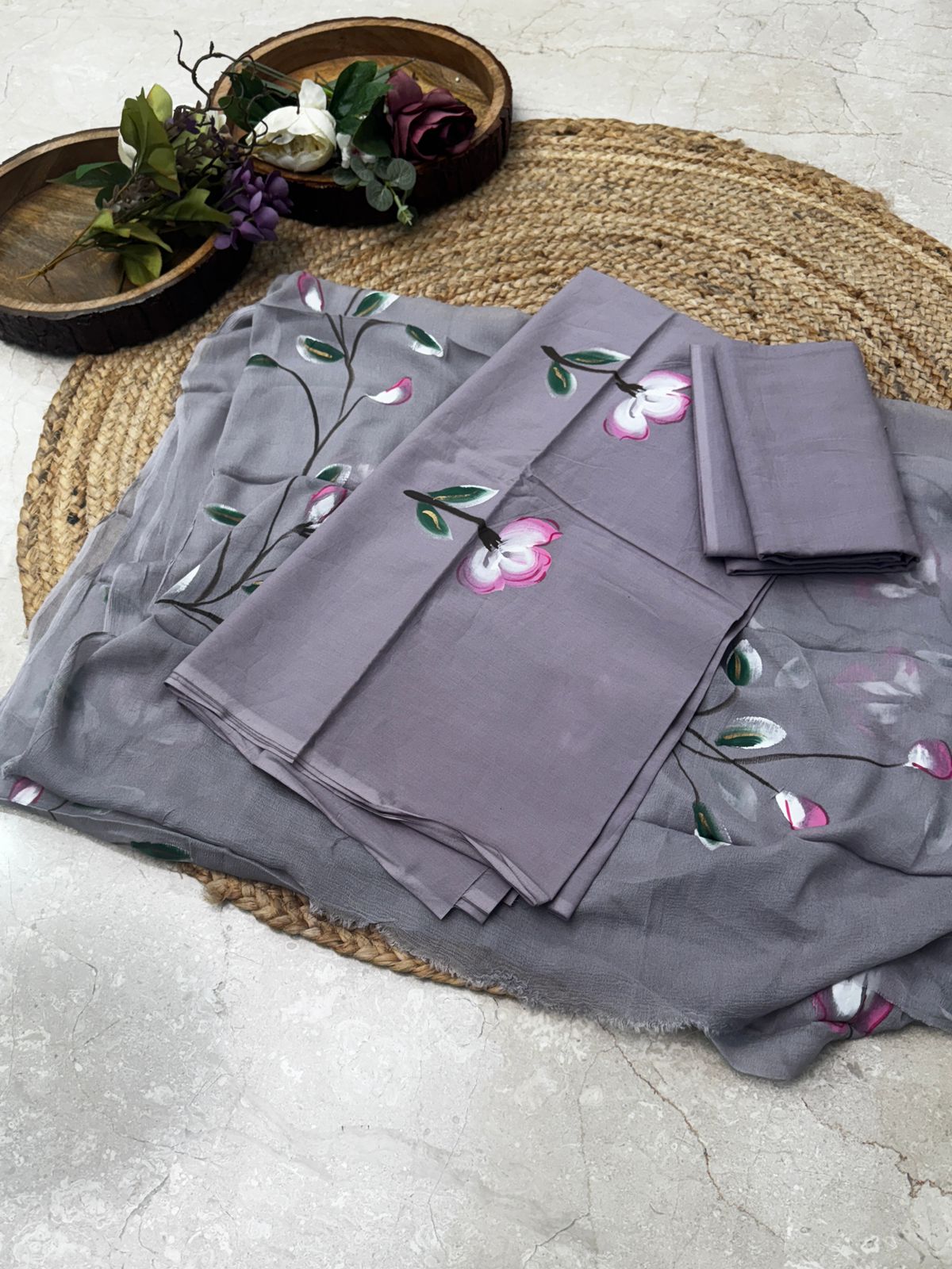 PURE cotton suit with chiffon dupatta suit