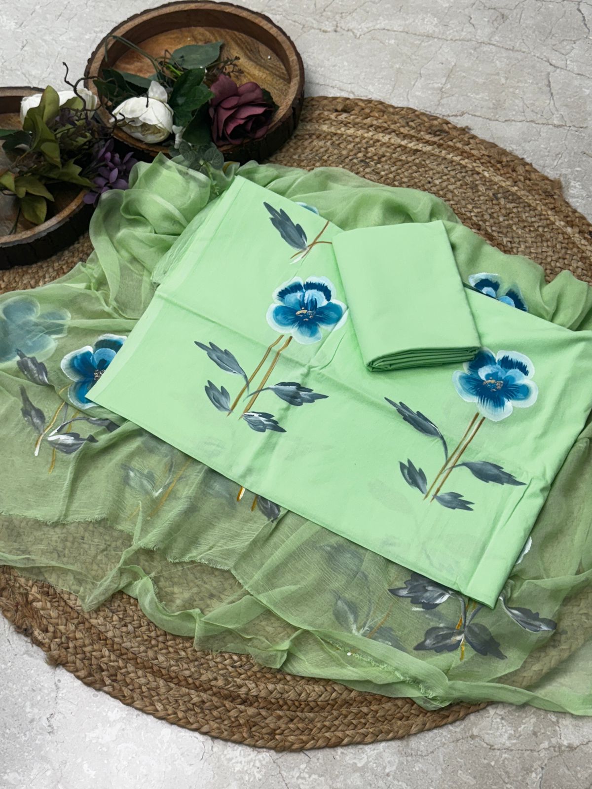 PURE cotton suit with chiffon dupatta suit