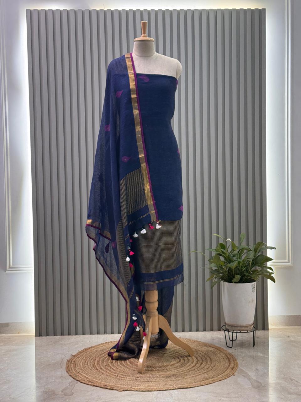 Jayshree Linen Jamdani Suit | Pure Cotton 2-Piece Set| Ethnic Wear for Women