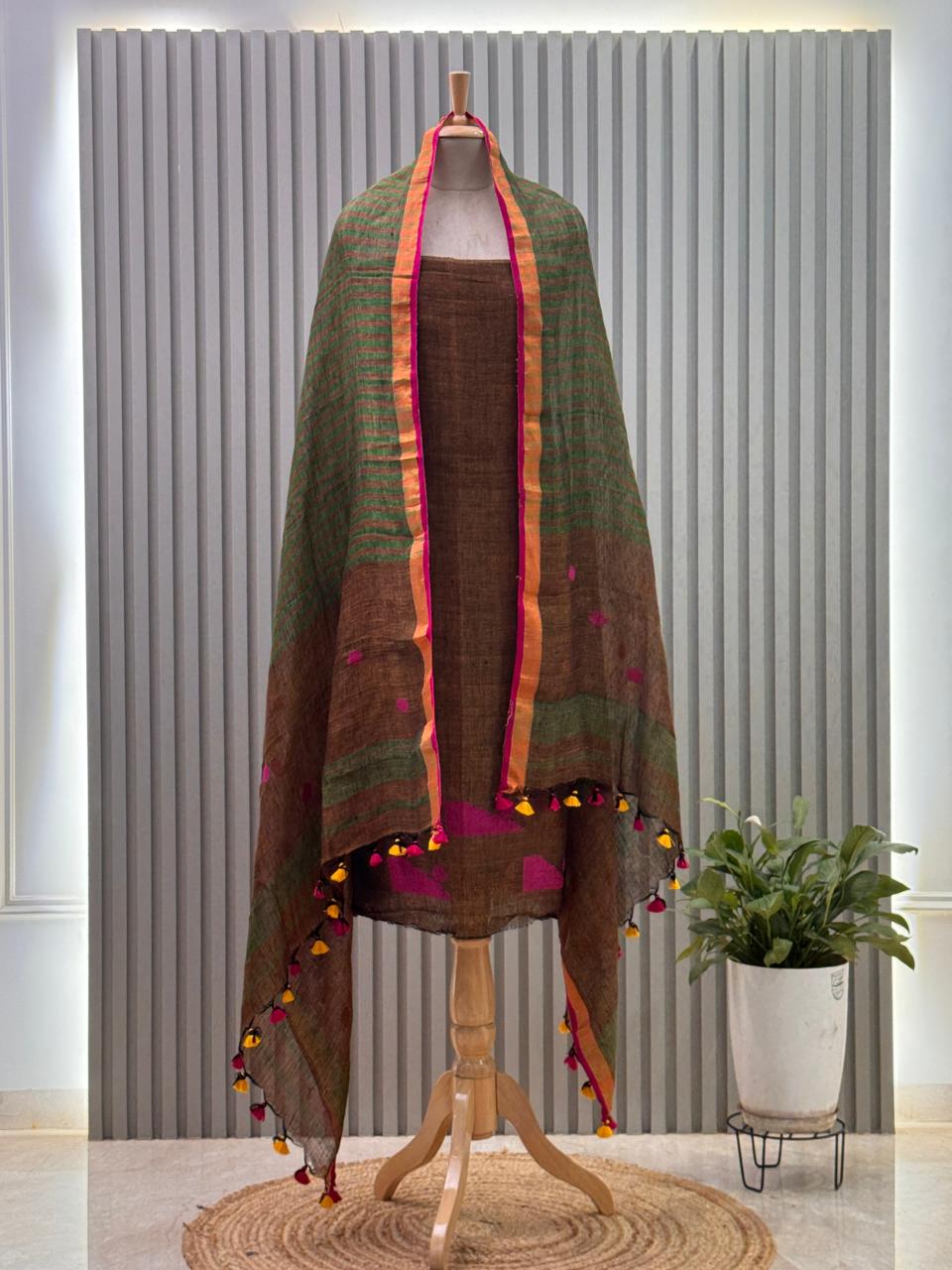 Jayshree Linen Jamdani Suit | Pure Cotton 2-Piece Set| Ethnic Wear for Women