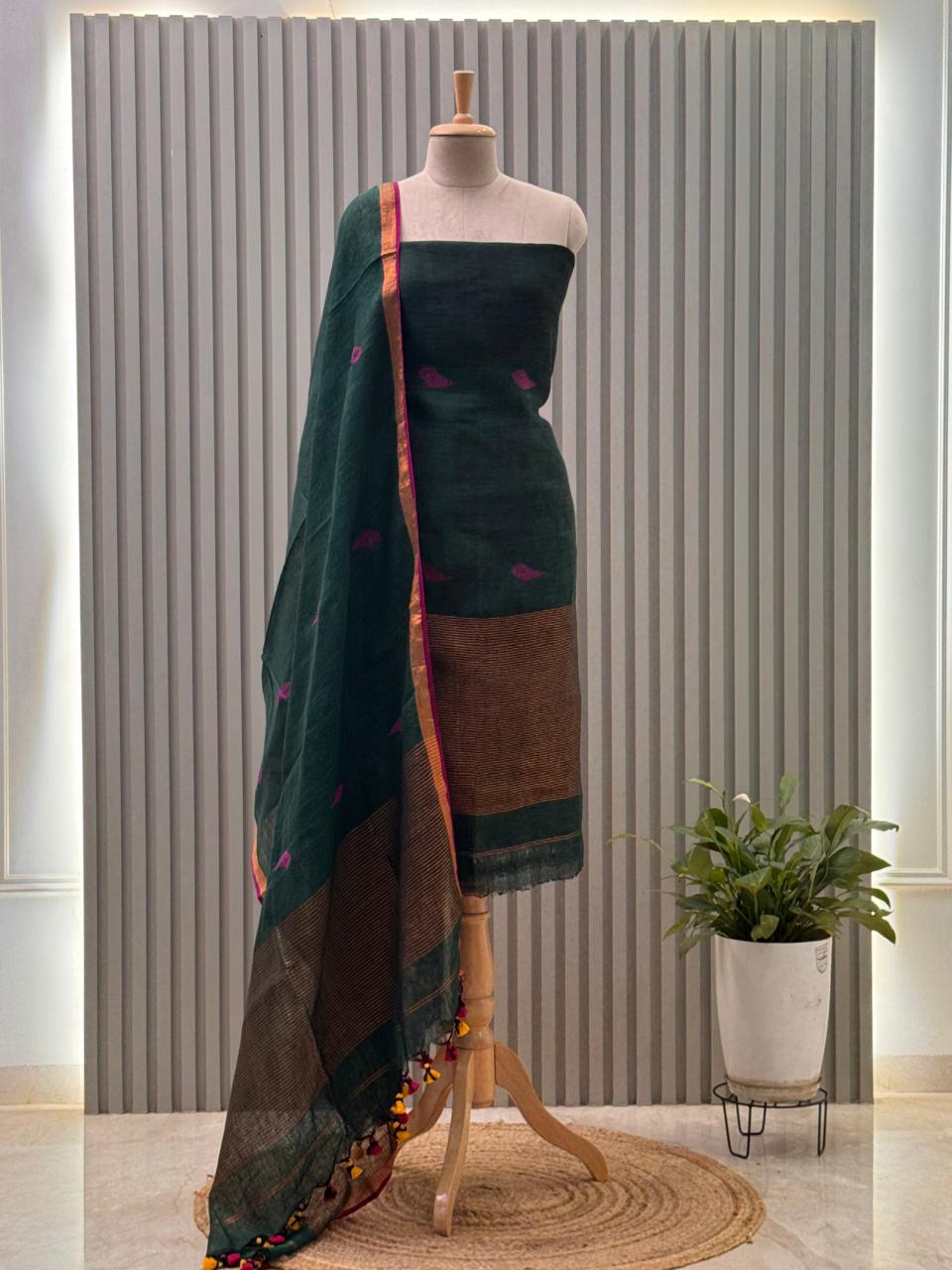 Jayshree Linen Jamdani Suit | Pure Cotton 2-Piece Set| Ethnic Wear for Women