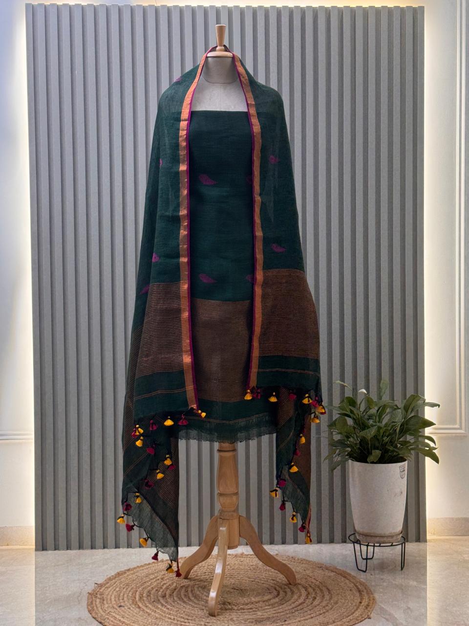 Jayshree Linen Jamdani Suit | Pure Cotton 2-Piece Set| Ethnic Wear for Women