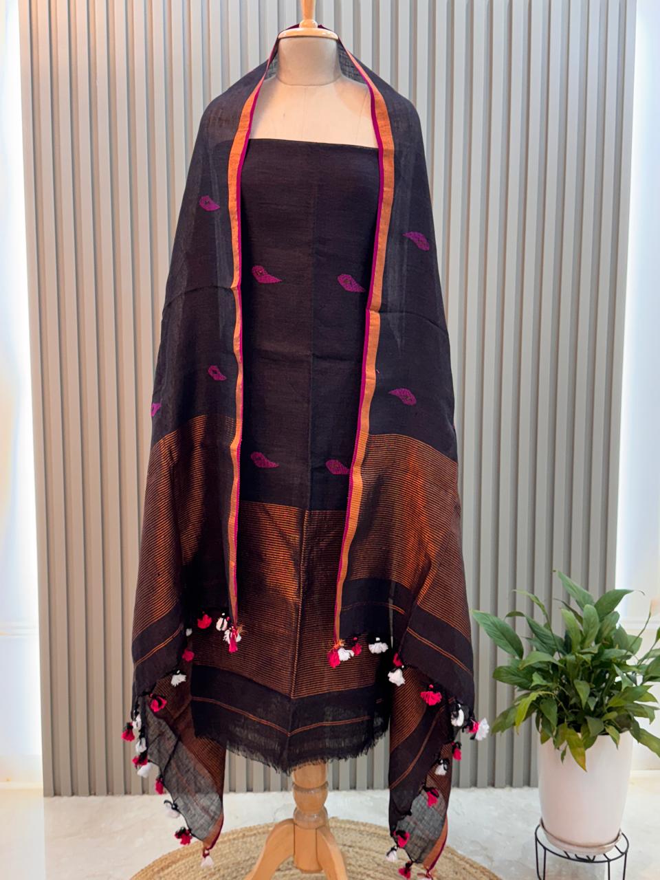 Jayshree Linen Jamdani Suit | Pure Cotton 2-Piece Set| Ethnic Wear for Women