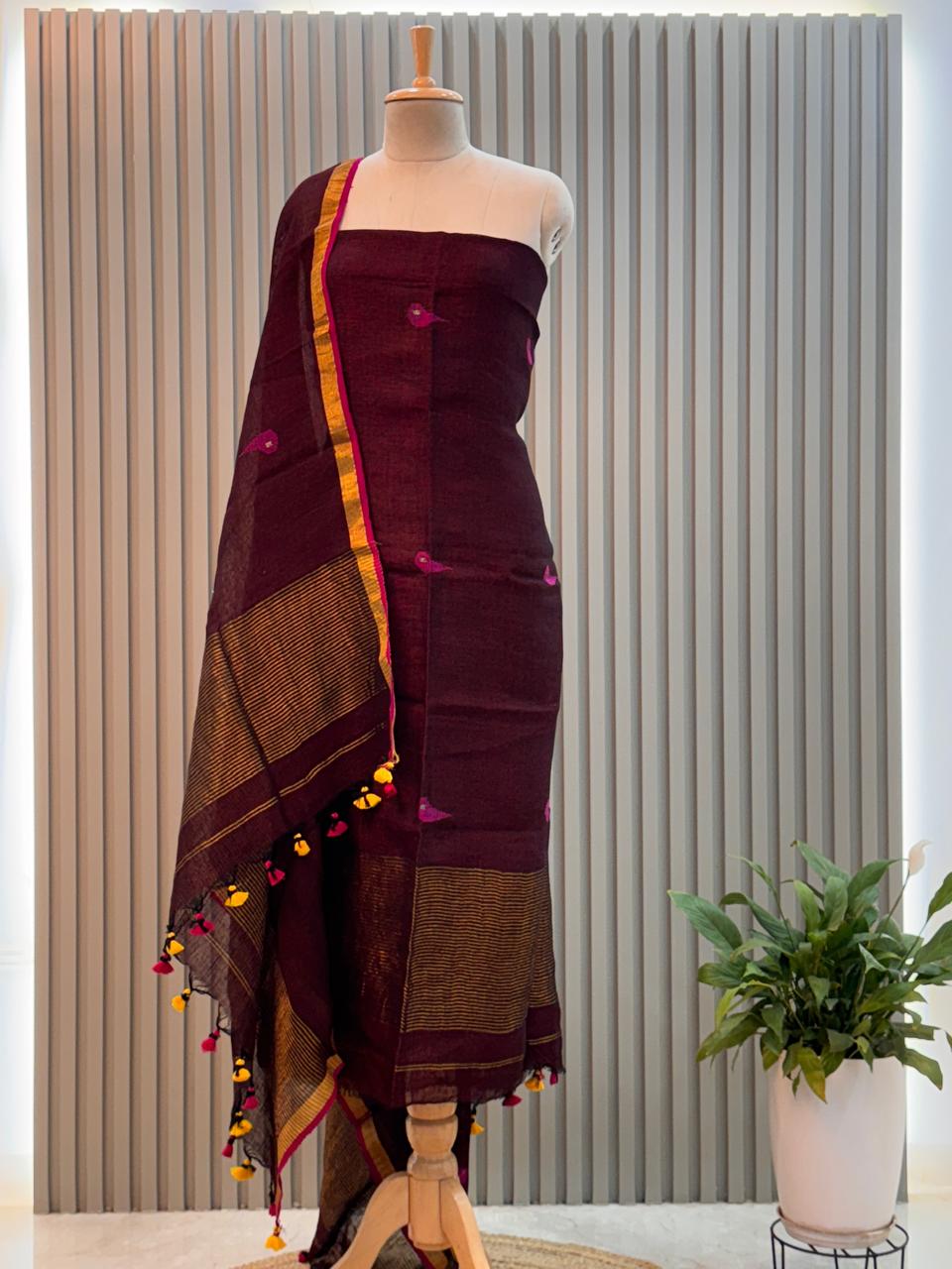 Jayshree Linen Jamdani Suit | Pure Cotton 2-Piece Set| Ethnic Wear for Women