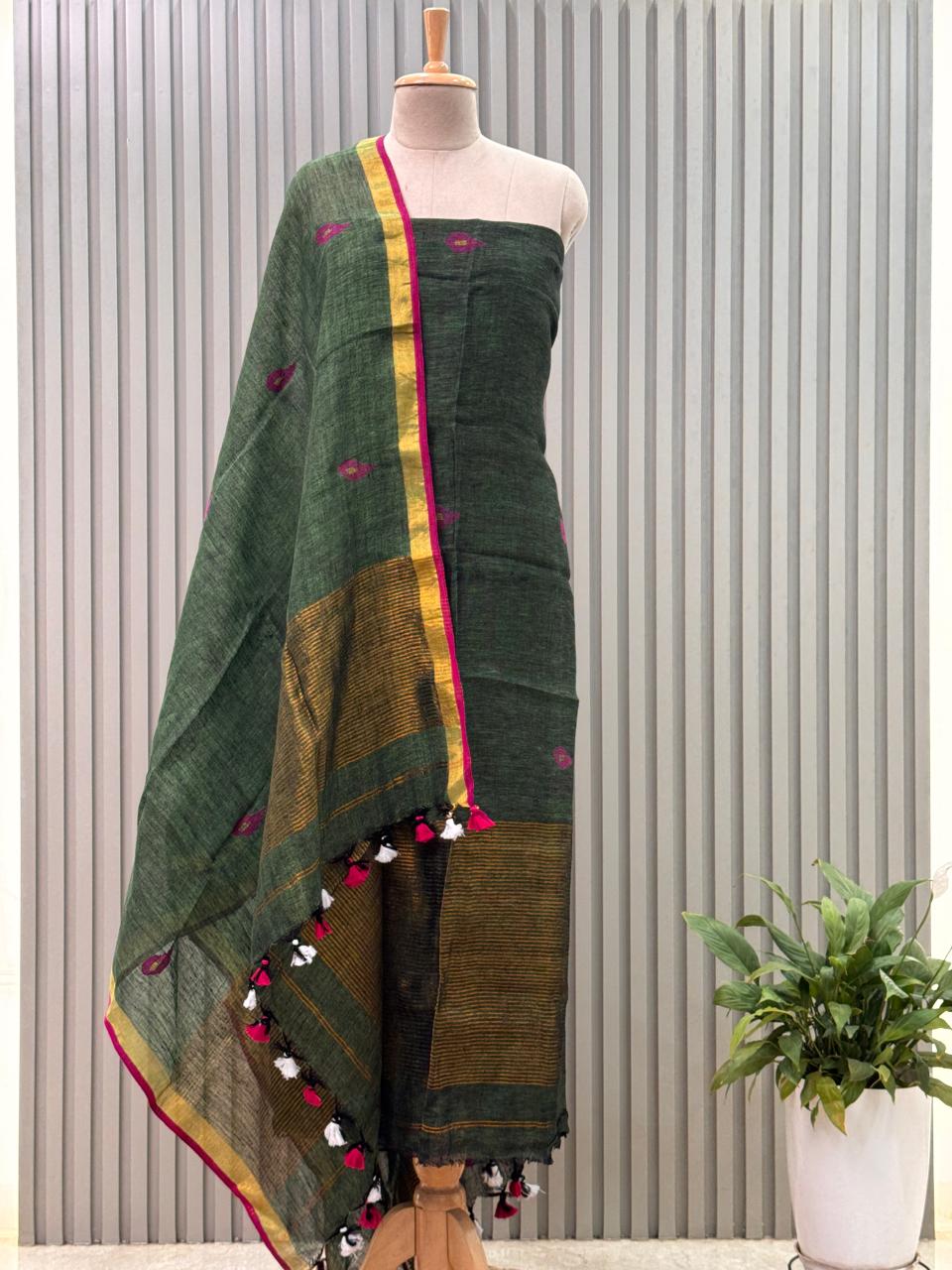 Jayshree Linen Jamdani Suit | Pure Cotton 2-Piece Set| Ethnic Wear for Women