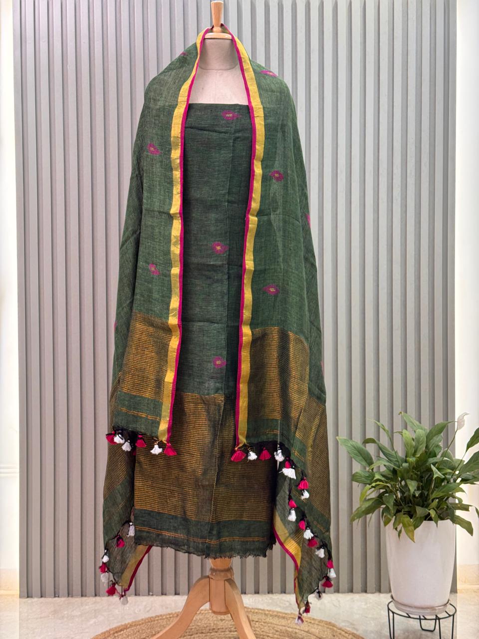 Jayshree Linen Jamdani Suit | Pure Cotton 2-Piece Set| Ethnic Wear for Women