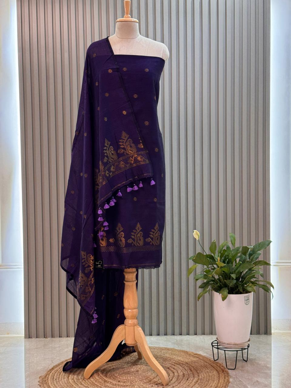 silk cotton Jamdani Handloom 2-Piece Set
