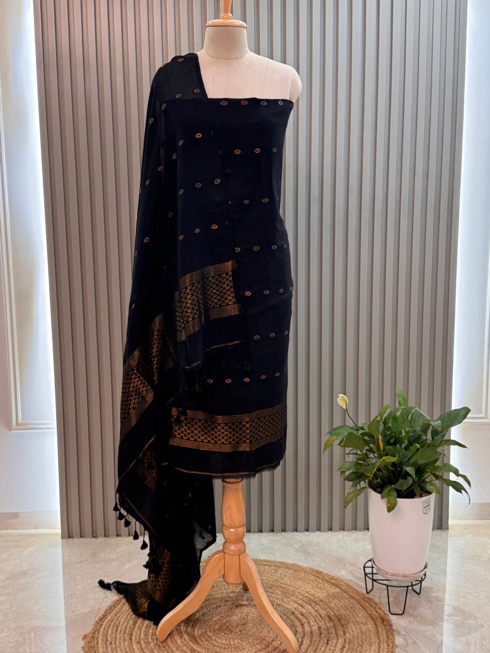 silk cotton Jamdani Handloom 2-Piece Set