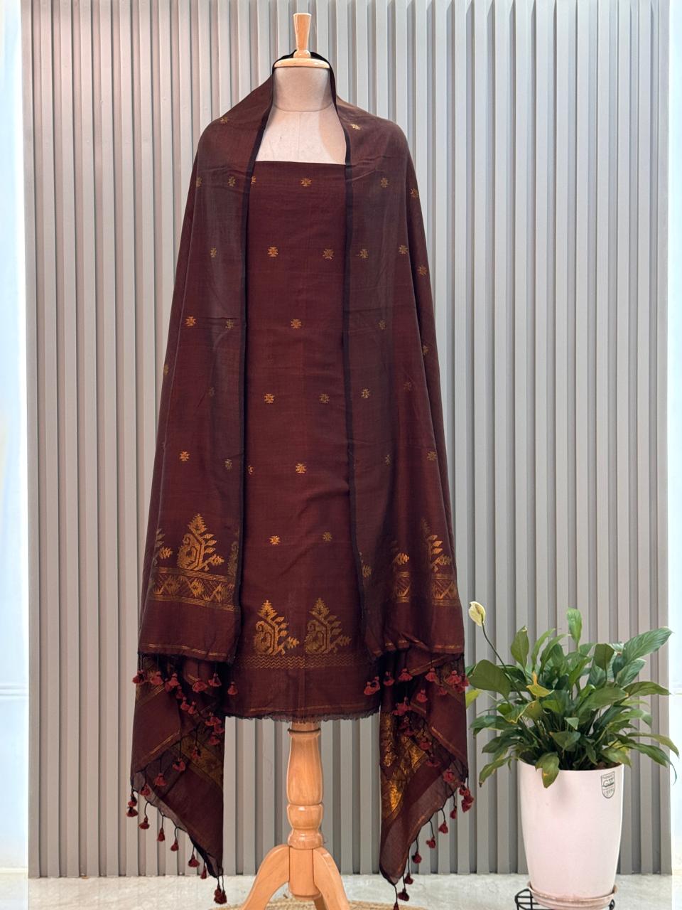 silk cotton Jamdani Handloom 2-Piece Set