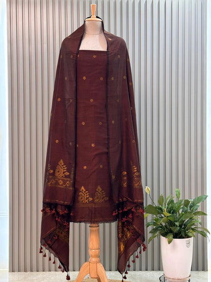 Unstitched Silk Cotton Jamdani Handloom Suit – 2 Pc Set
