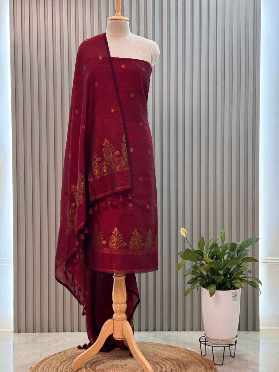 silk cotton Jamdani Handloom 2-Piece Set