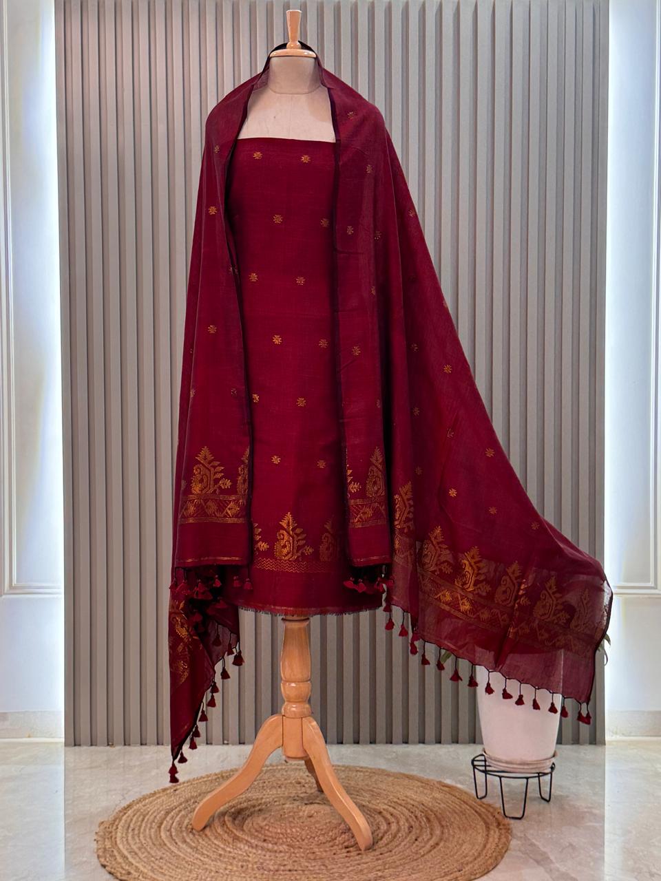 silk cotton Jamdani Handloom 2-Piece Set