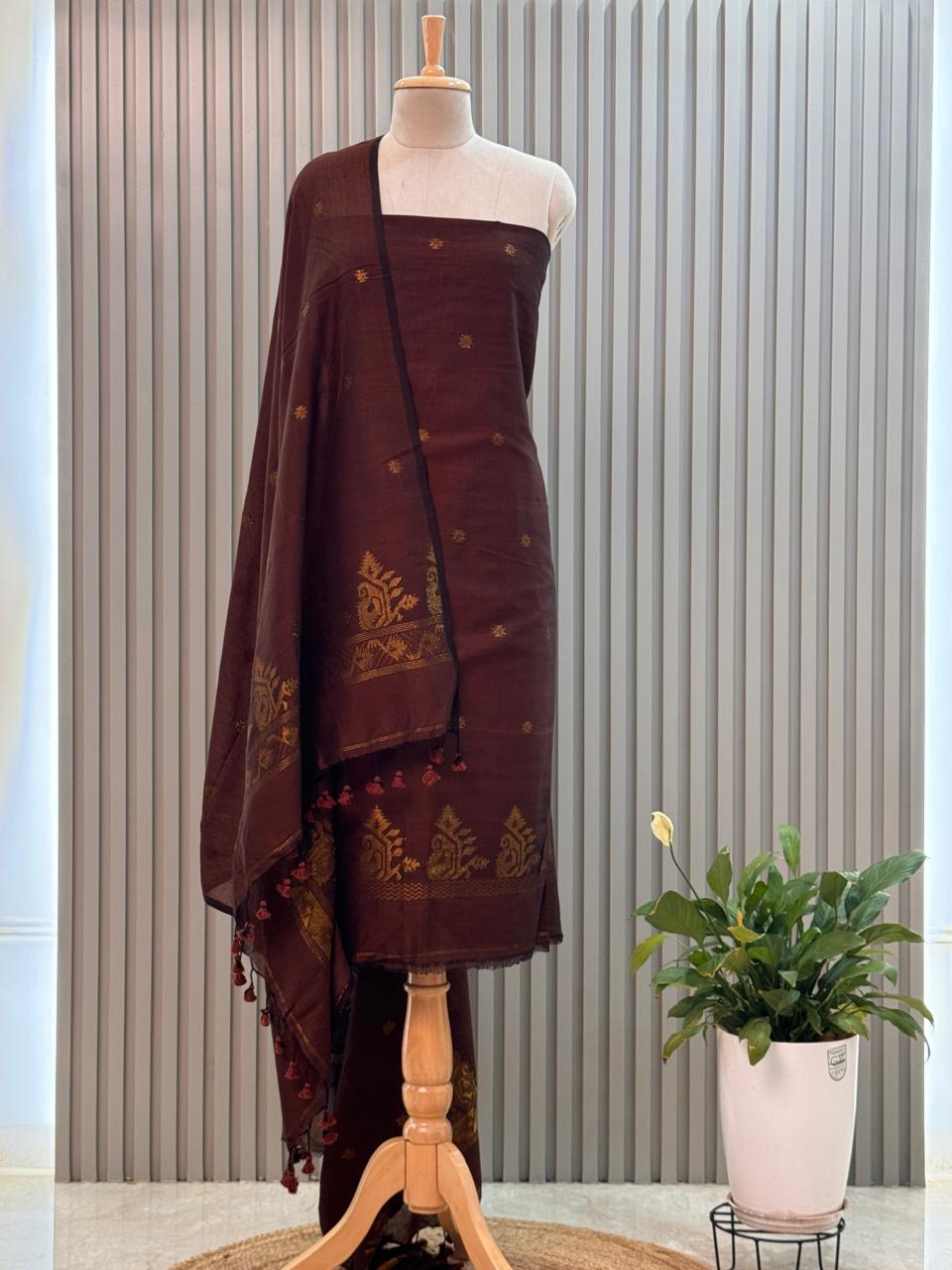 silk cotton Jamdani Handloom 2-Piece Set