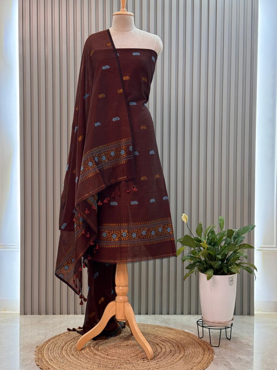 silk cotton Jamdani Handloom 2-Piece Set