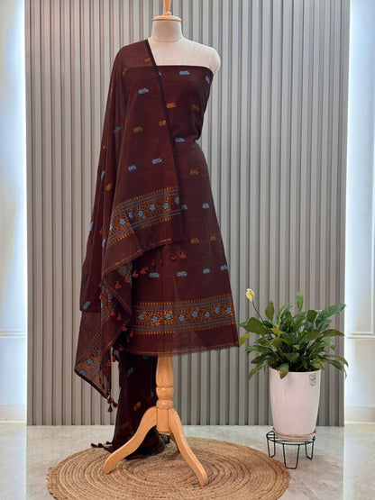 Unstitched Silk Cotton Jamdani Handloom Suit – 2 Pc Set